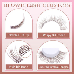 Side view of zanlufly Brown Lash Clusters