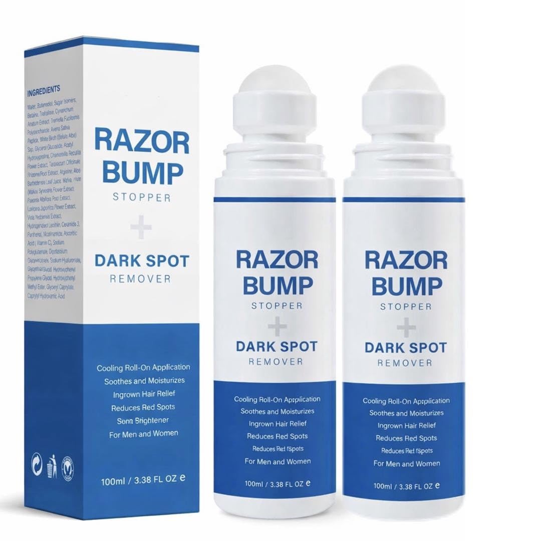 Sielkin Razor Bump Stopper 2-pack front view with roll-on applicator