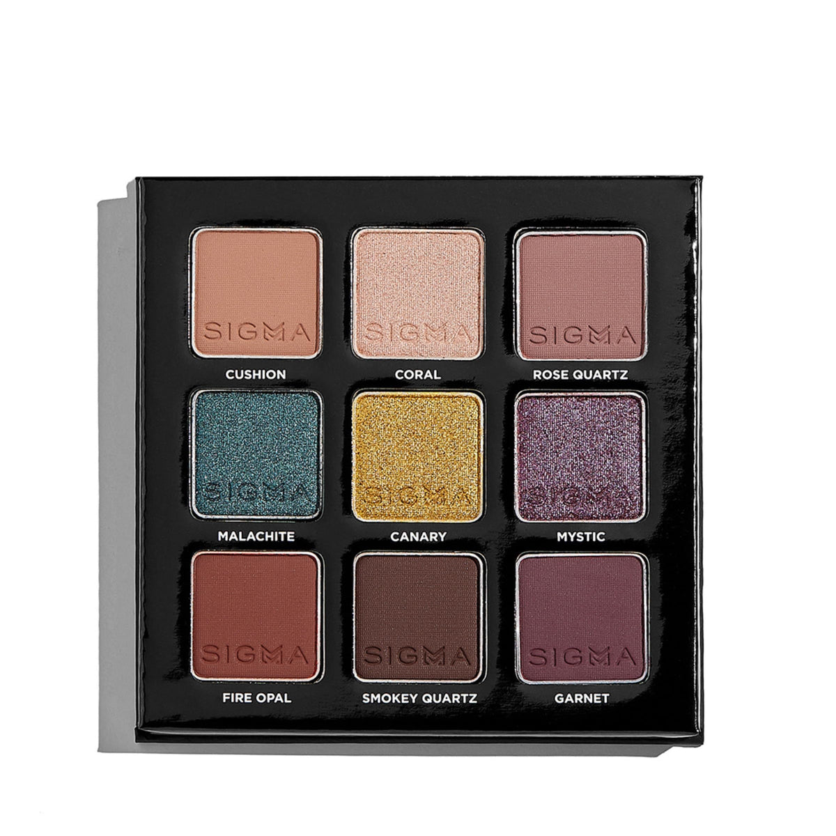 SIGMA BEAUTY Jewels Eyeshadow Palette front view with 9 shades
