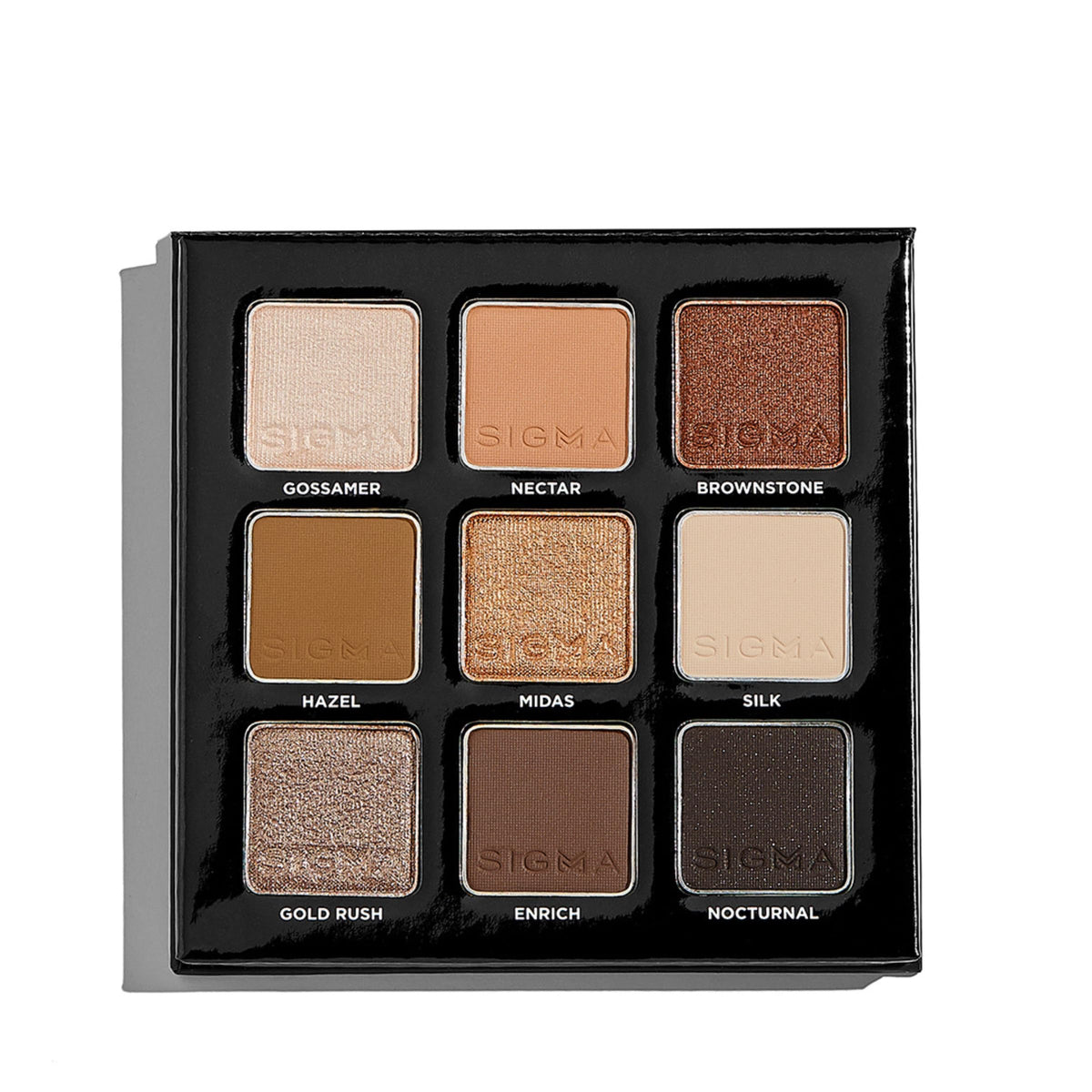 SIGMA BEAUTY Ritzy Eyeshadow Palette front view with 9 warm shades