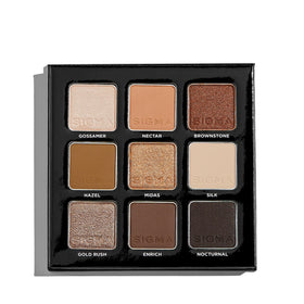 SIGMA BEAUTY Ritzy Eyeshadow Palette front view with 9 warm shades