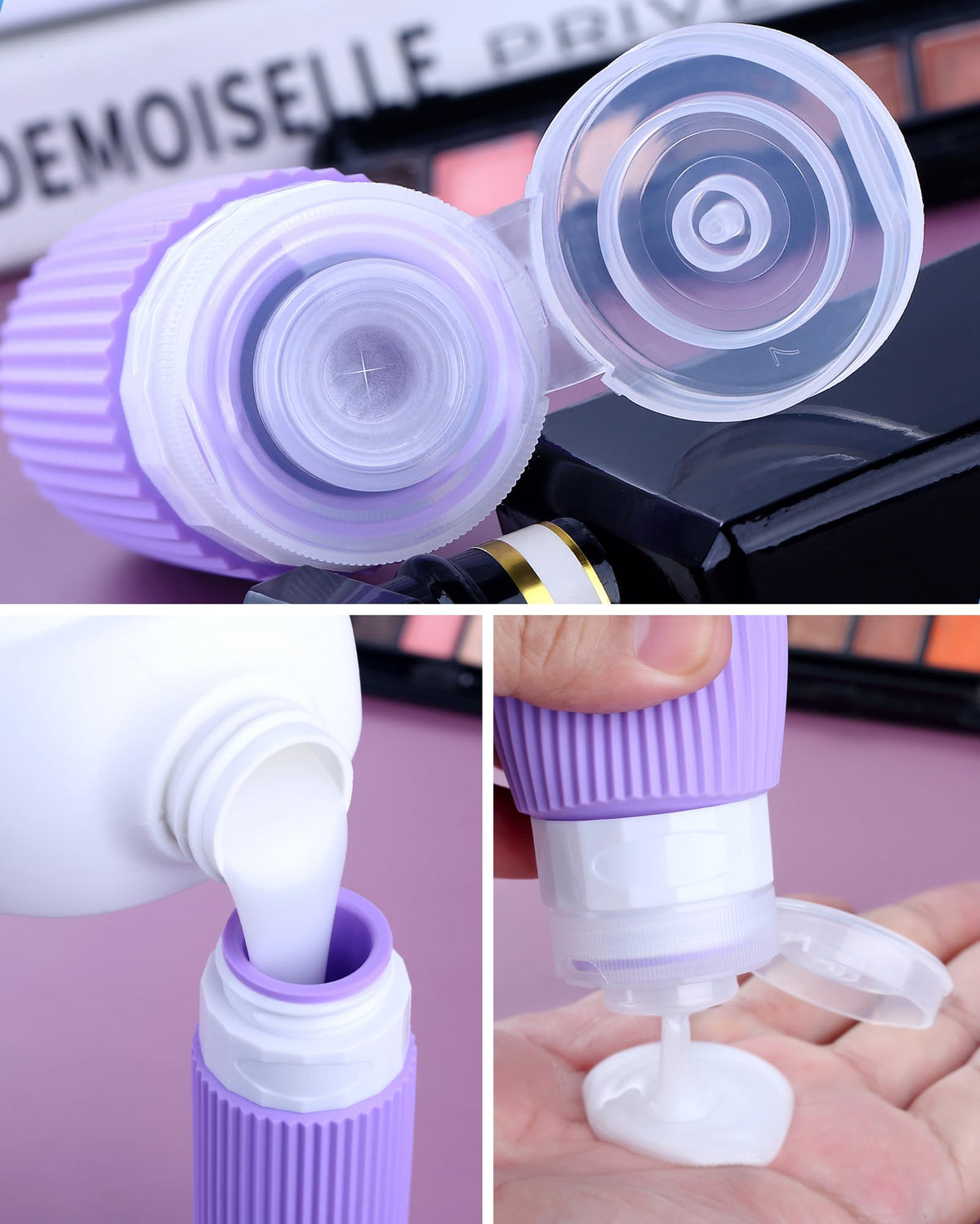 Silicone squeeze bottles in various colours