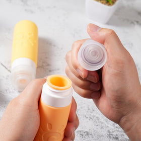 Silicone travel bottles with wide mouth for easy refilling