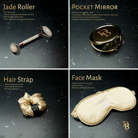 Silky sleep mask and satin scrunchie from DinBer spa kit
