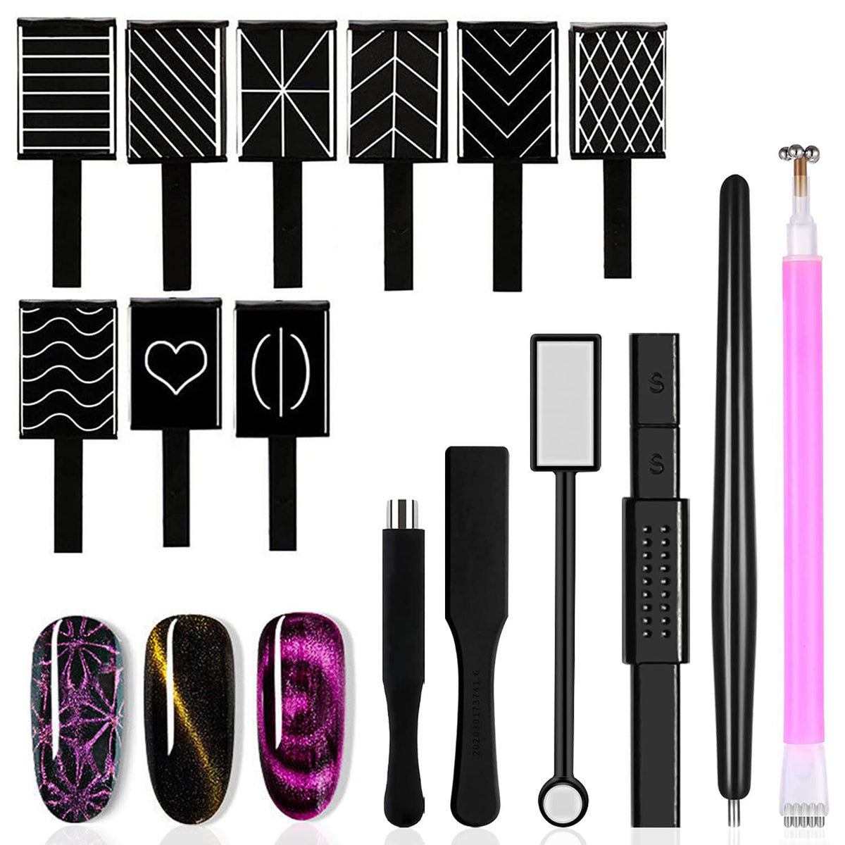 SILPECWEE 15Pcs Cat Eye Nail Magnet Set front view