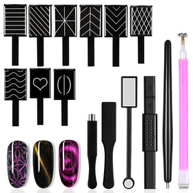 SILPECWEE 15Pcs Cat Eye Nail Magnet Set front view