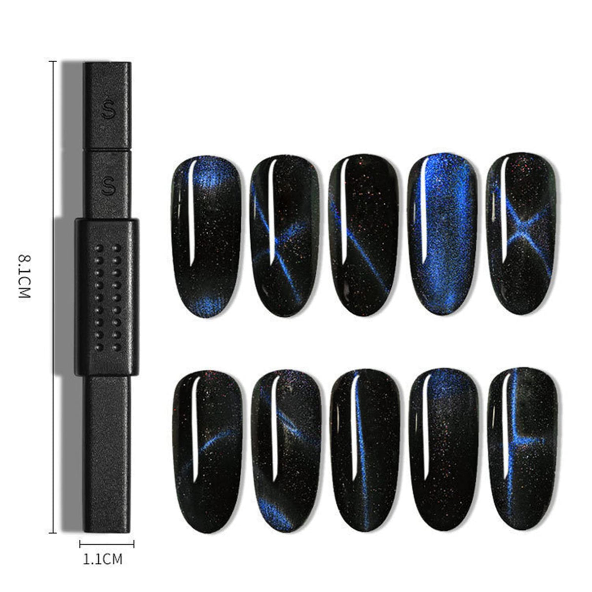 SILPECWEE 15Pcs Cat Eye Nail Magnet Set on a nail art table
