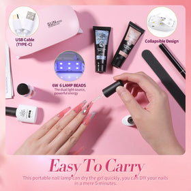 Silver glitter and jelly crystal poly nail gels from the kit