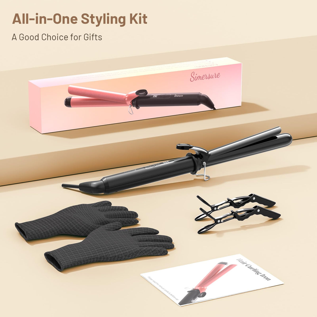 SimerSure Curling Iron displayed on a vanity