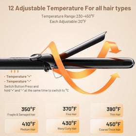 SimerSure Curling Iron side view showing long barrel