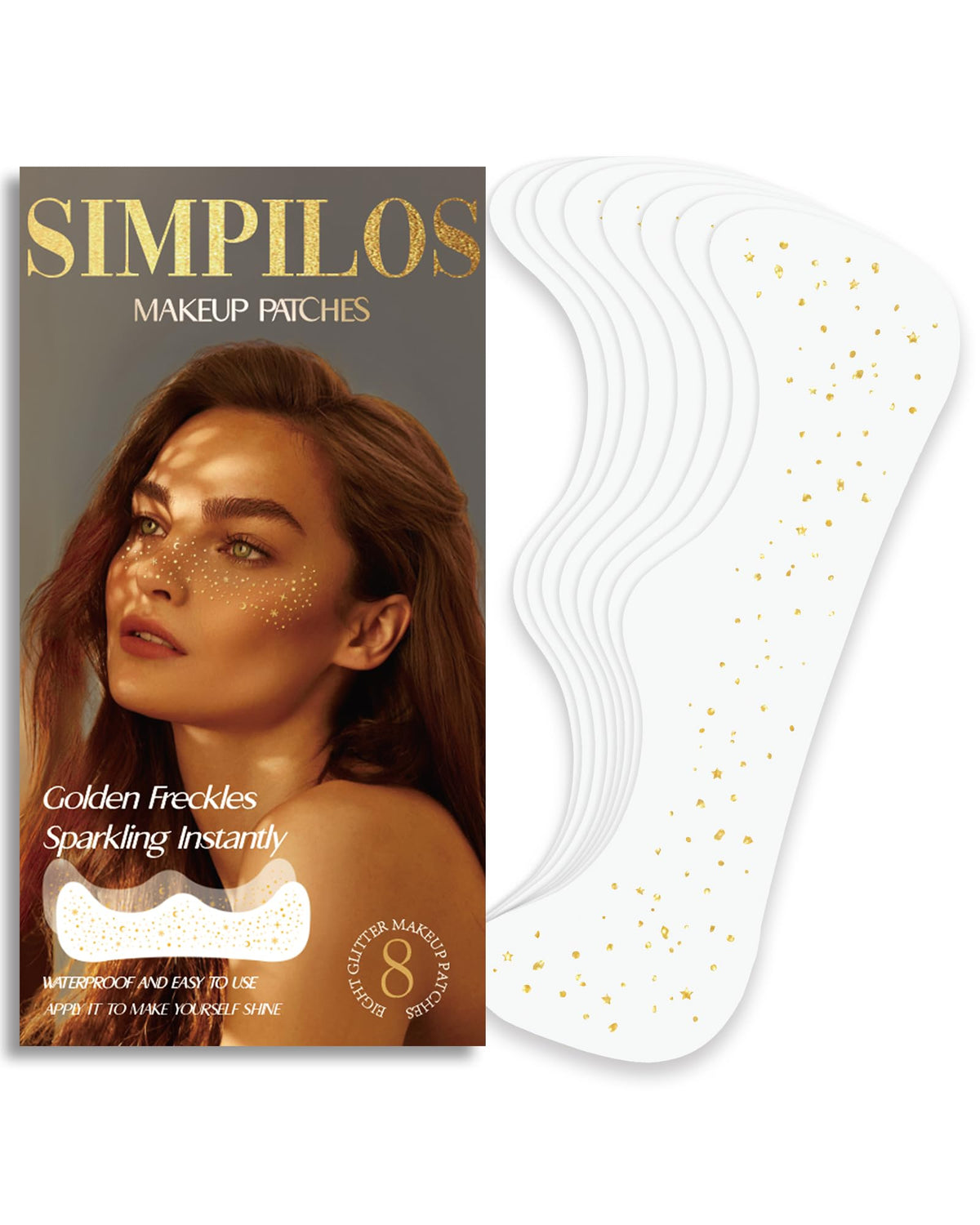 Simpilos Glitter Freckles Makeup Patches gold design front view