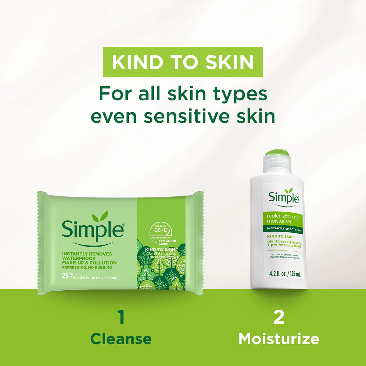 Simple Cleansing Makeup Remover Wipes in a travel bag