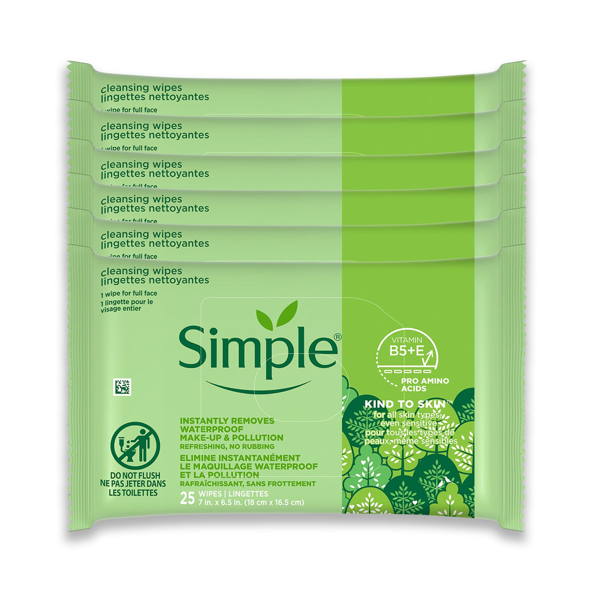 Simple Cleansing Makeup Remover Wipes pack front view