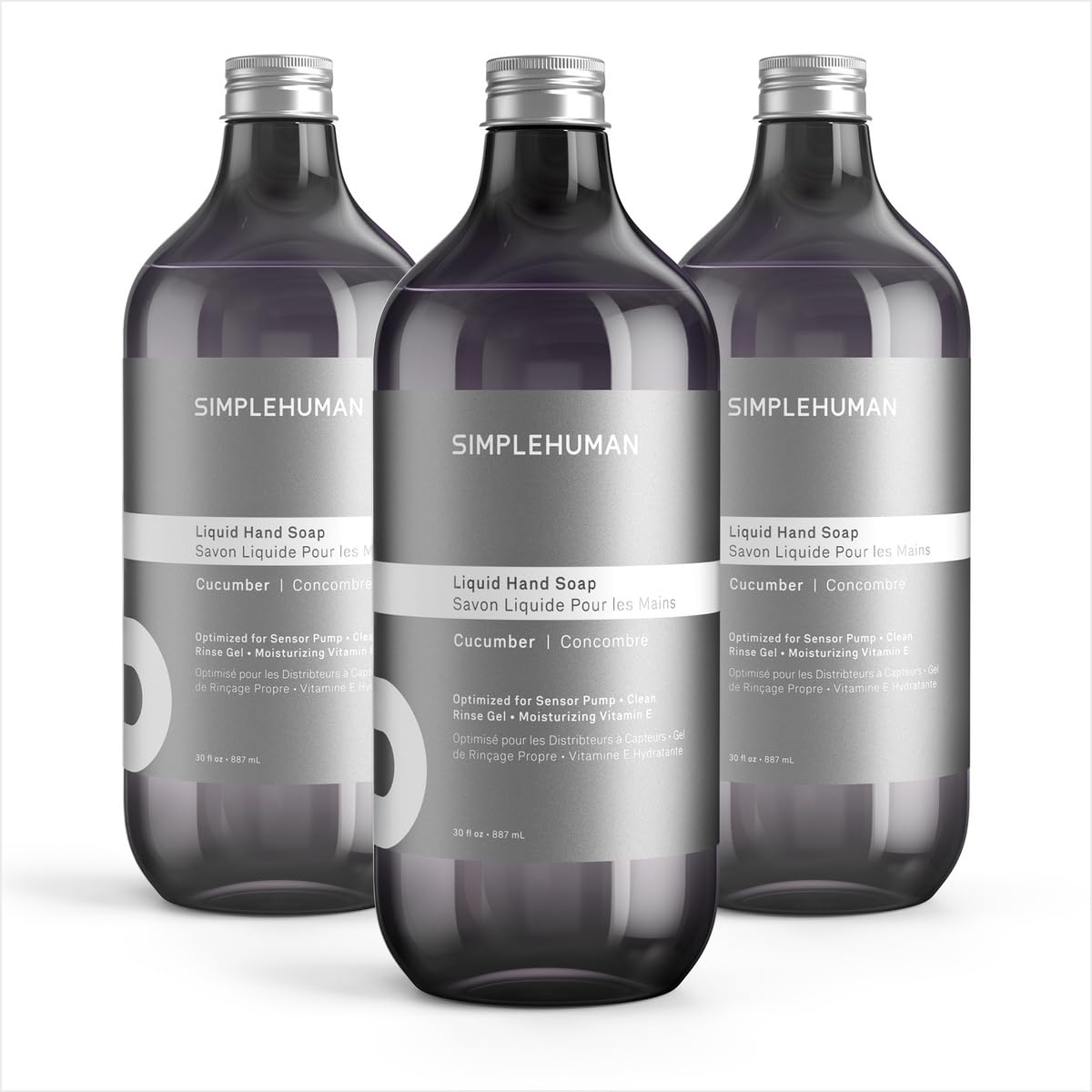 simplehuman Cucumber Liquid Hand Soap 3-Pack front view