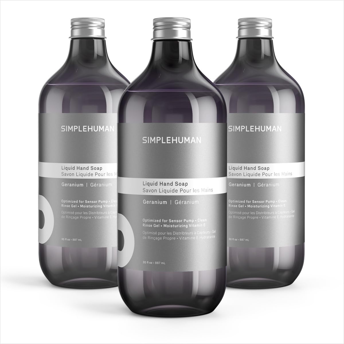 simplehuman Geranium Liquid Hand Soap Refill 3-Pack front view