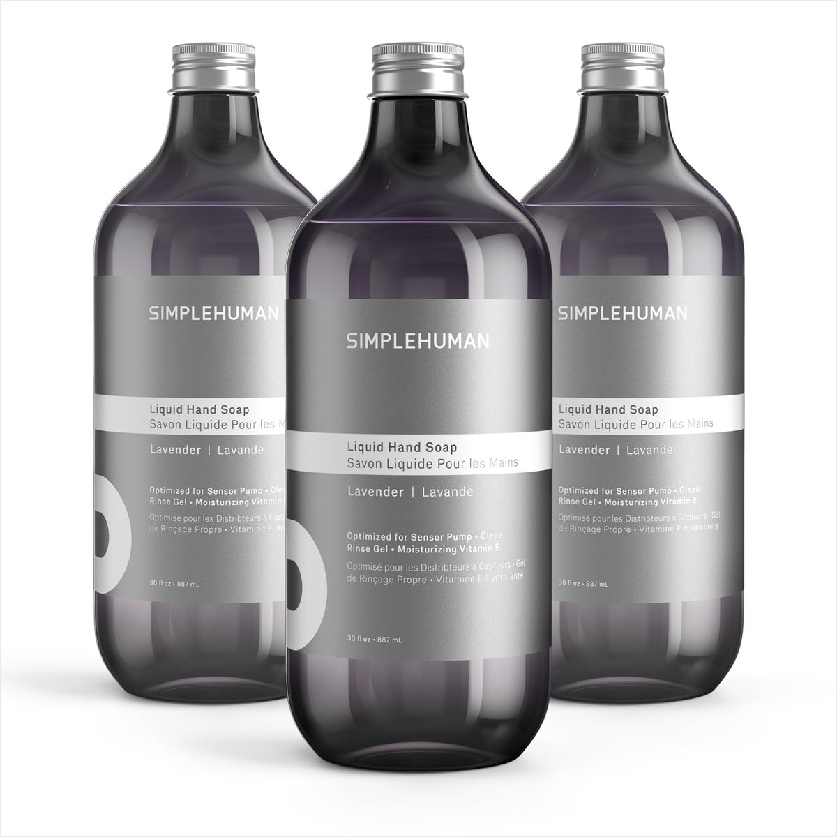 simplehuman Lavender Liquid Hand Soap Refill 3-Pack front view