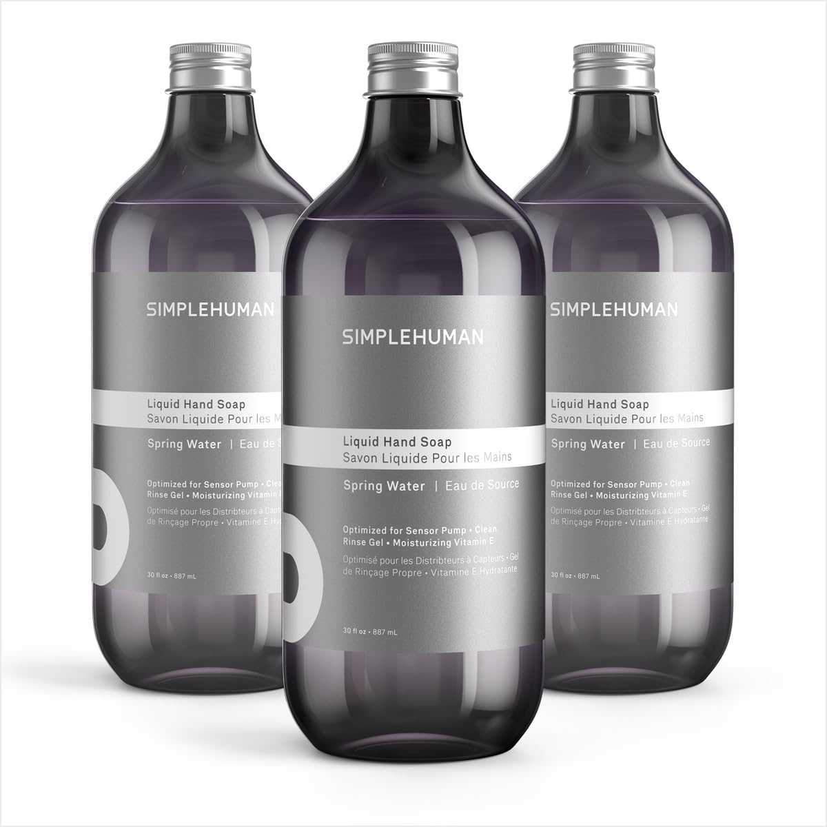 simplehuman Liquid Hand Soap Refill 3-Pack front view with floral design