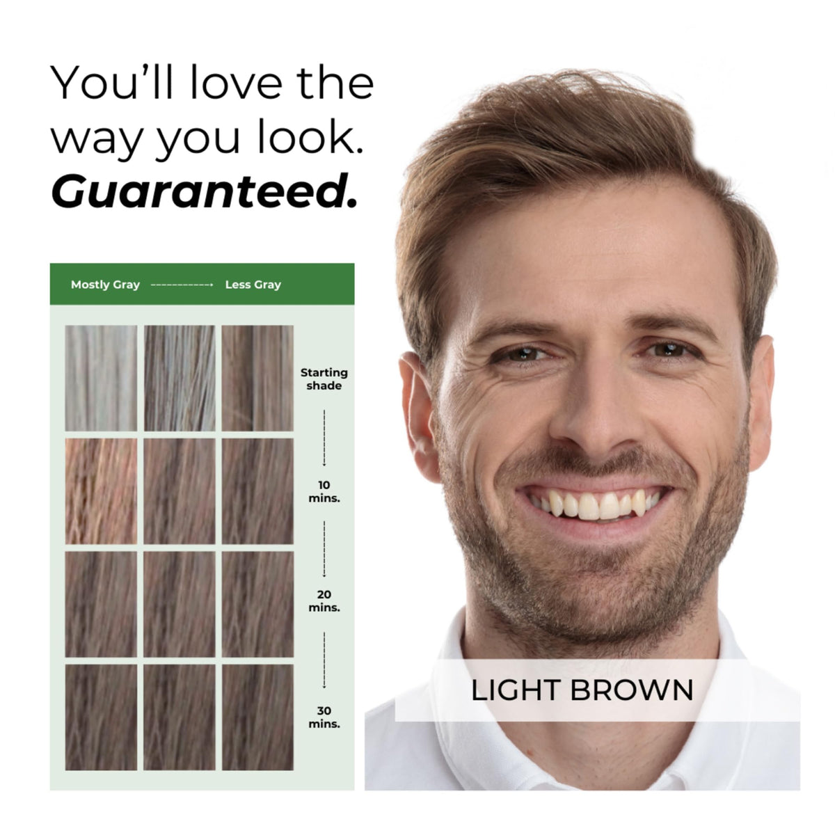 SIMPLER HAIR COLOR Light Brown Dye Kit in use on hair