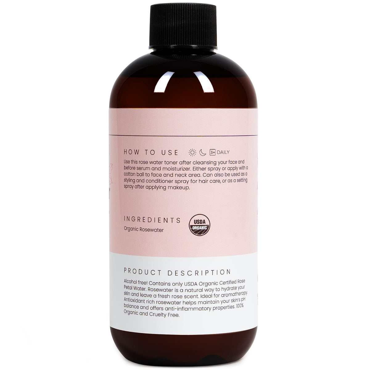 Simplified Skin Rose Water Spray back view with ingredients