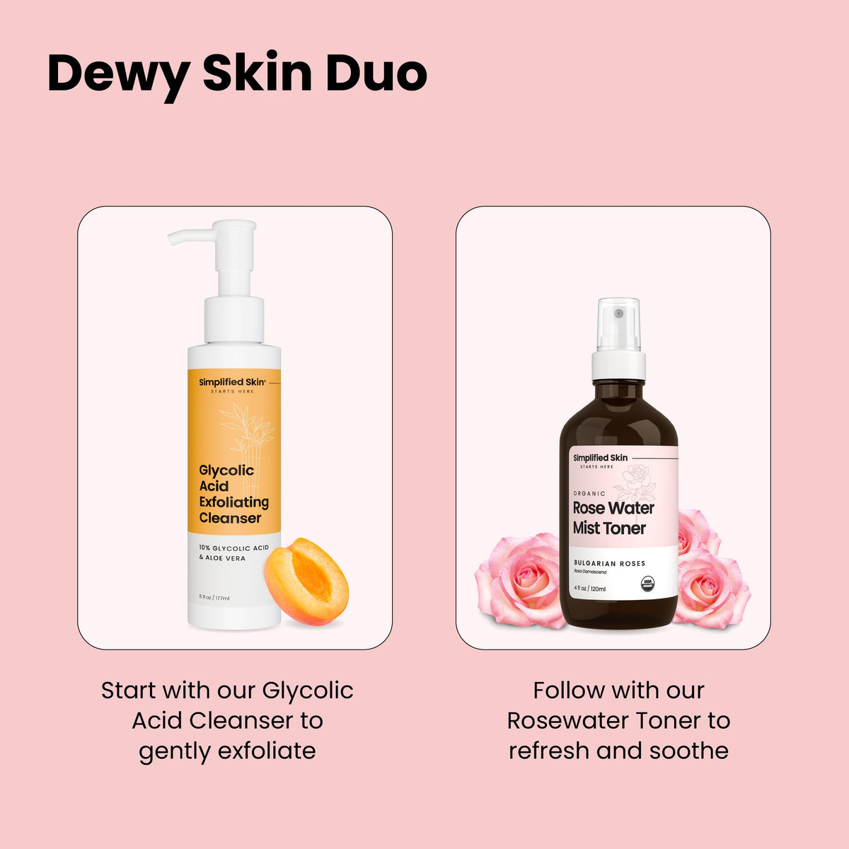 Simplified Skin Rose Water Spray on a vanity with other beauty products