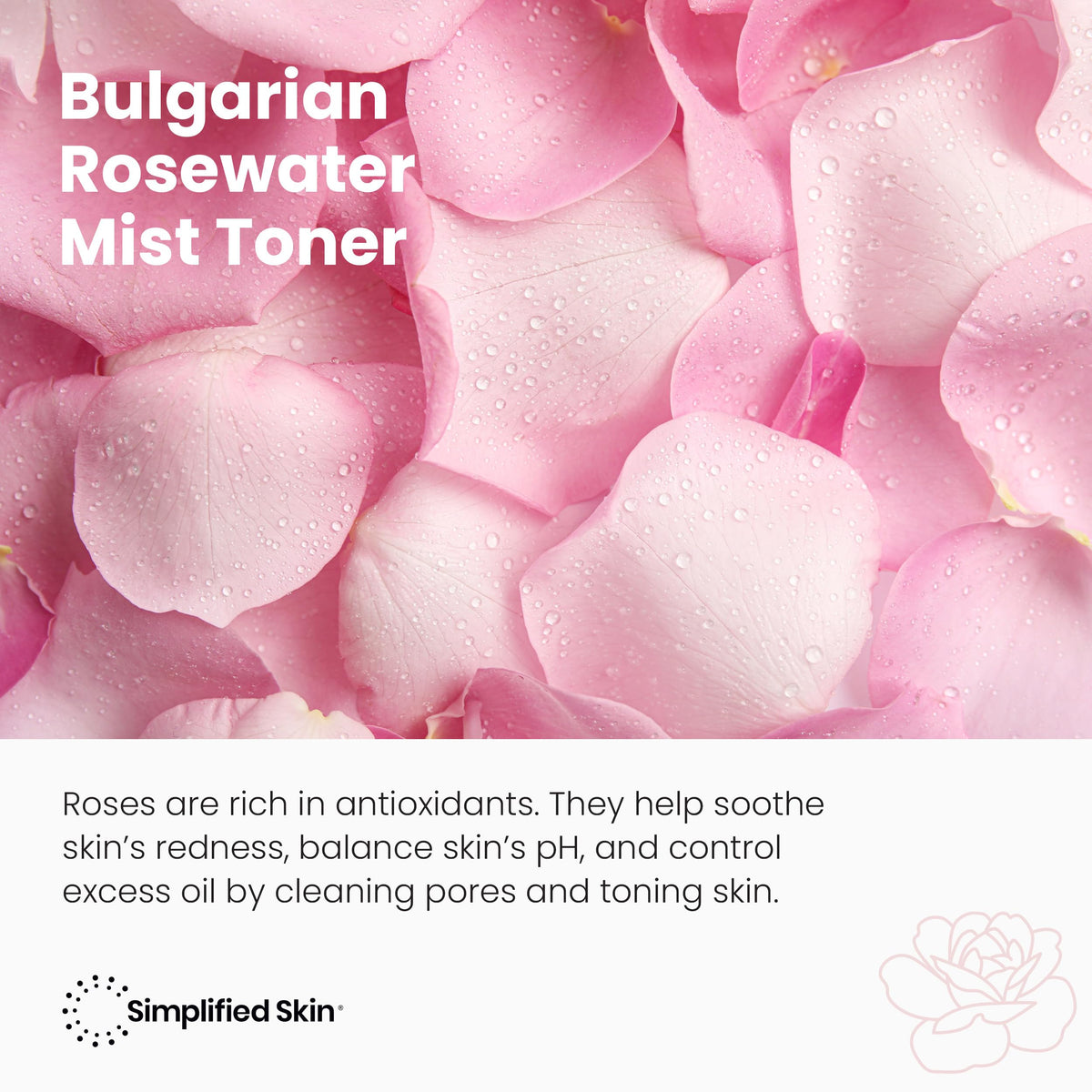 Simplified Skin Rose Water Spray on vanity with flowers