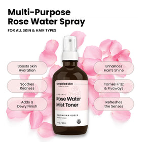 Simplified Skin Rose Water Spray packaging with floral design