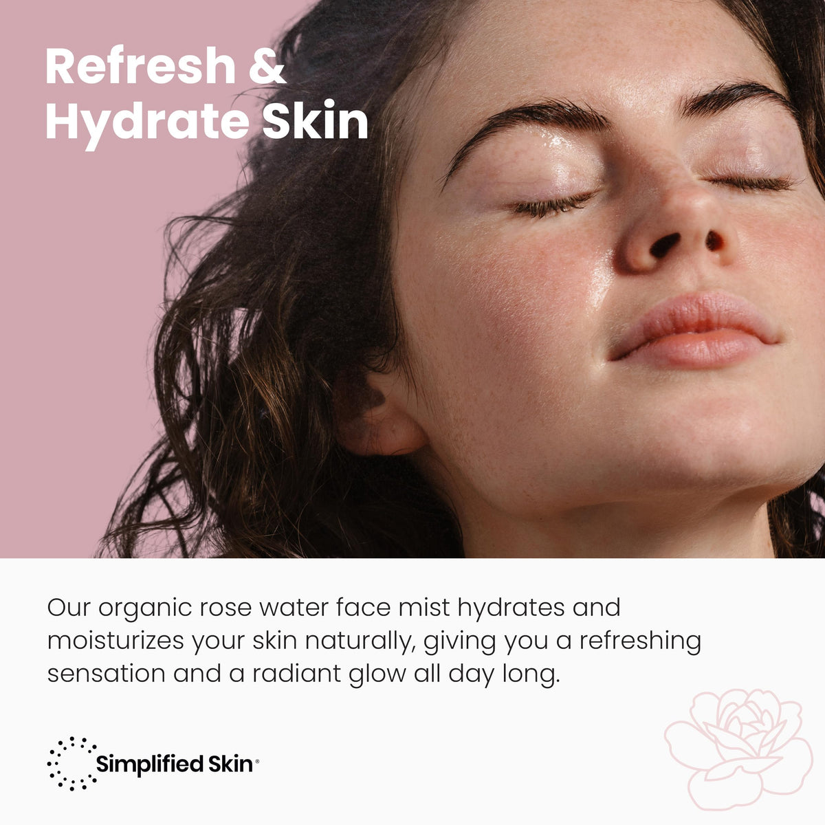 Simplified Skin Rose Water Spray side view showing nozzle