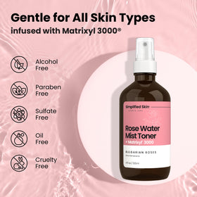 Simplified Skin Rose Water Spray with ingredients list