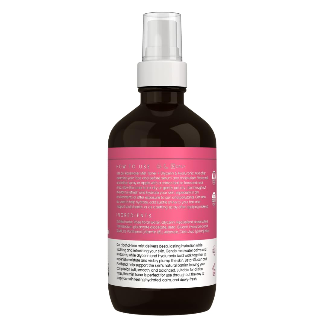 Simplified Skin Rosewater and Glycerin Spray on a vanity