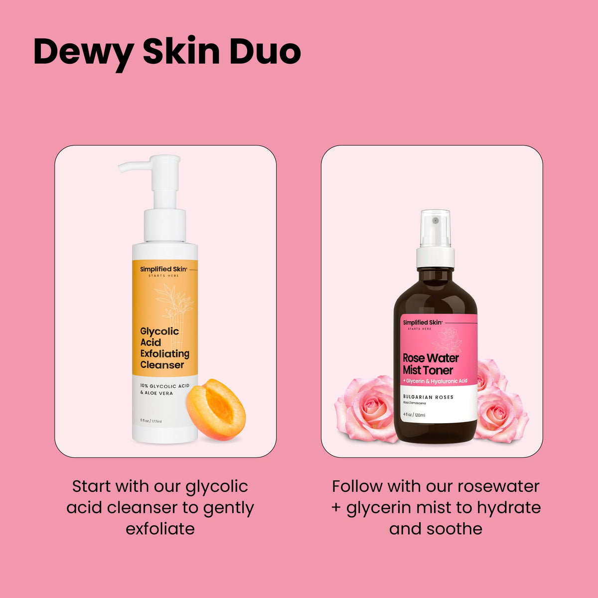 Simplified Skin Rosewater and Glycerin Spray with flowers