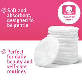 Simply Soft Cotton Rounds stacked in a neat pile