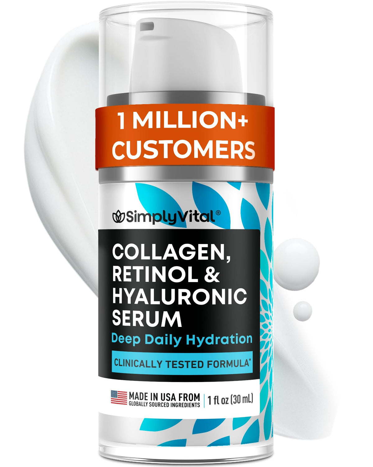 SimplyVital Retinol Collagen Face Serum 1 fl oz front view
