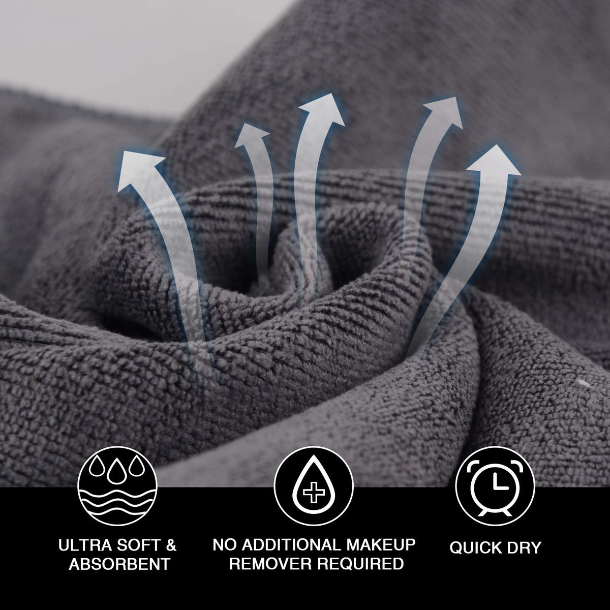 SINLAND Brushed Microfiber Facial Cloths in use for makeup removal