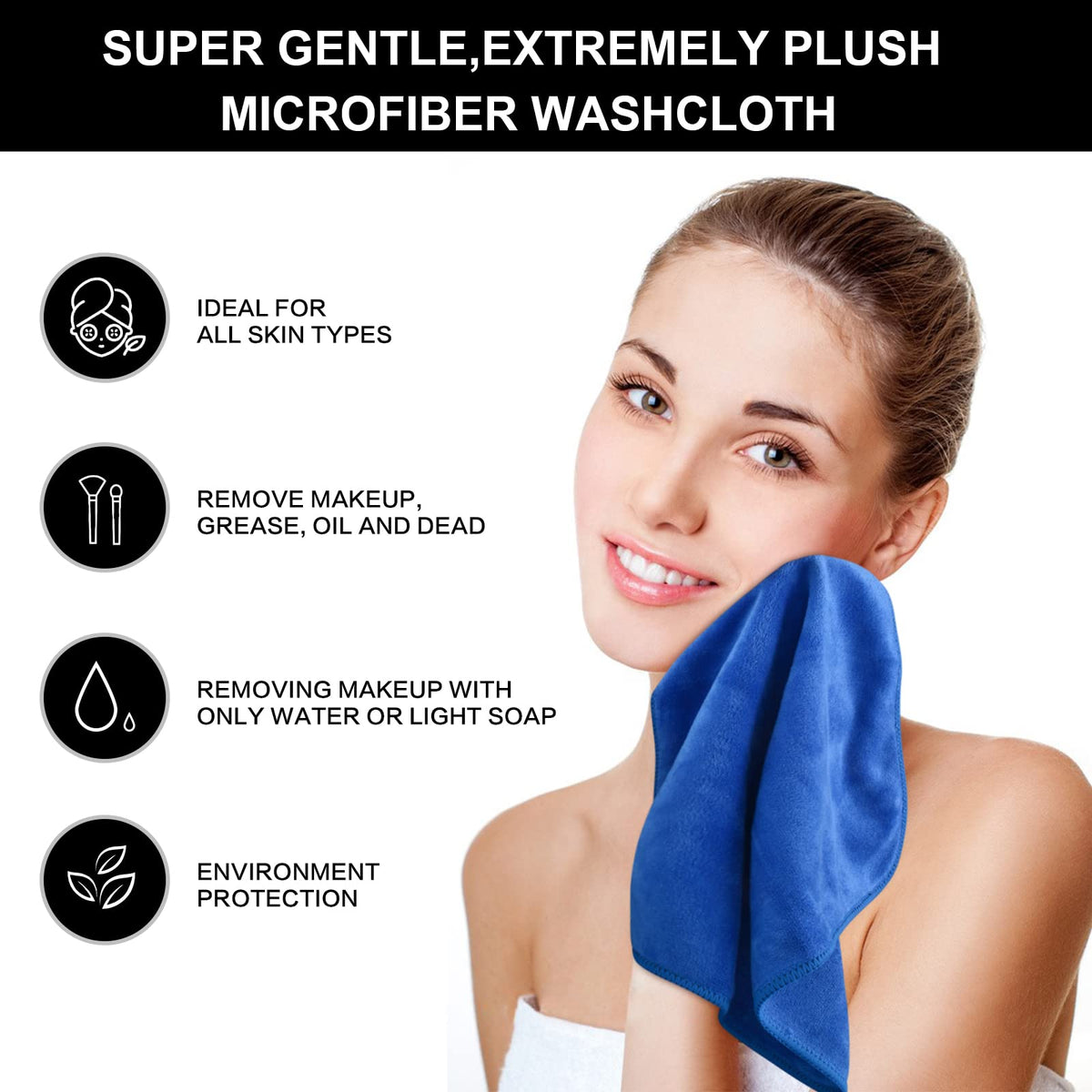 SINLAND Microfiber Facial Cloth in use for makeup removal