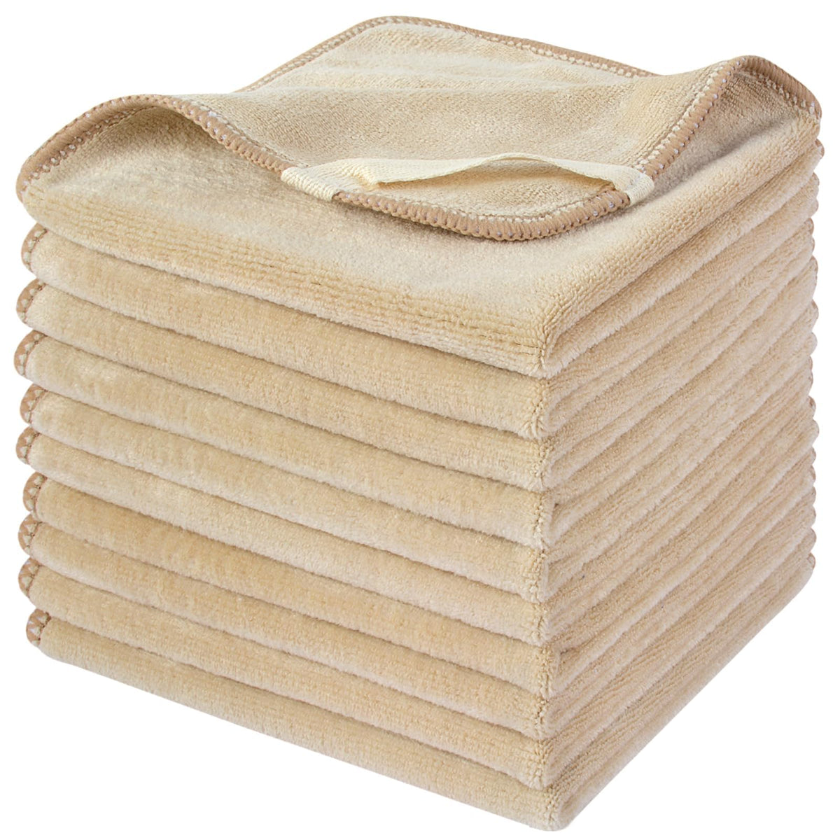 SINLAND Microfiber Facial Cloths 10-pack cream colour front view