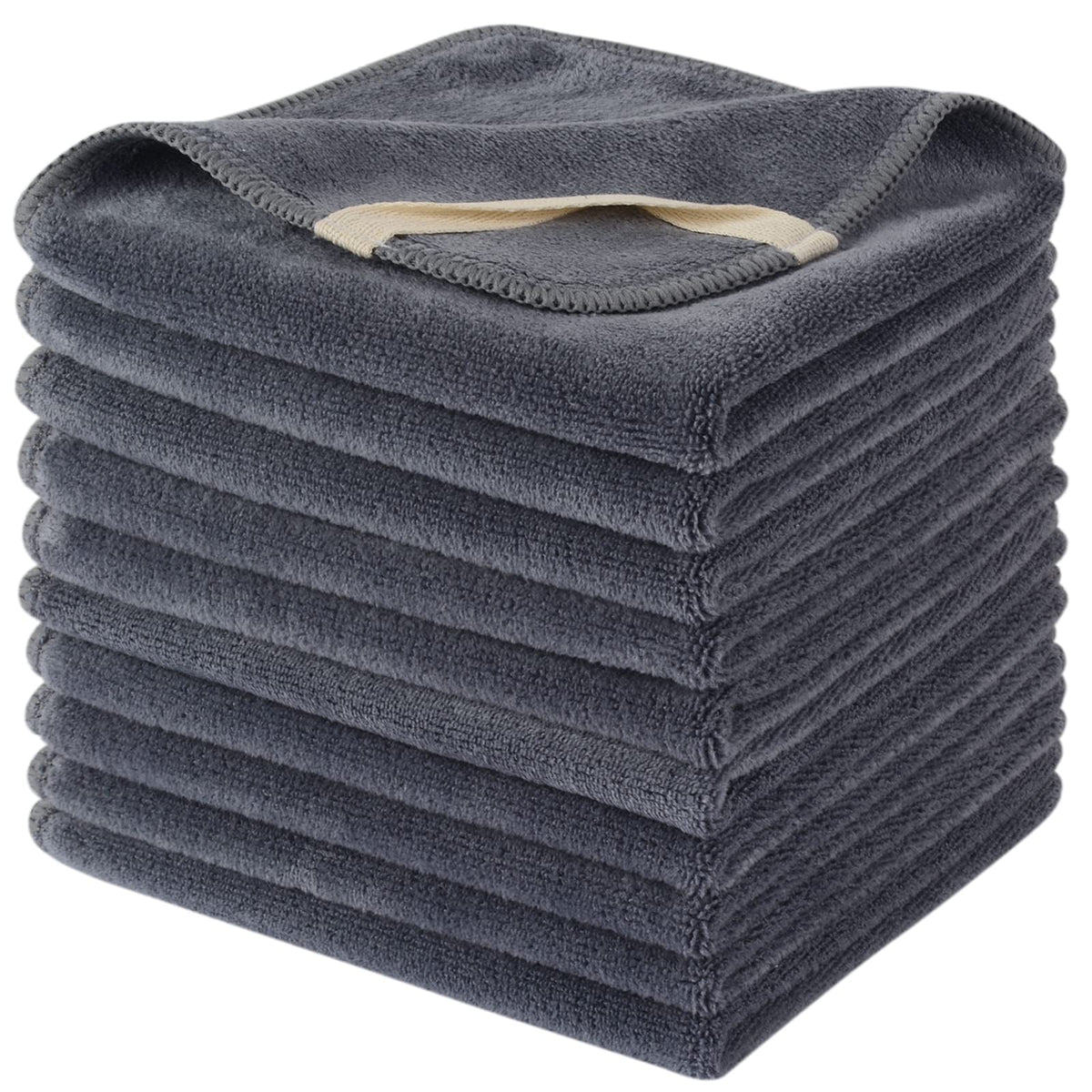 SINLAND Microfiber Facial Cloths 10 pack grey front view
