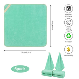 SINLAND Microfiber Facial Cloths 12x12 green cloth close-up