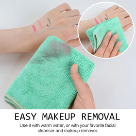 SINLAND Microfiber Facial Cloths 12x12 green cloths in use