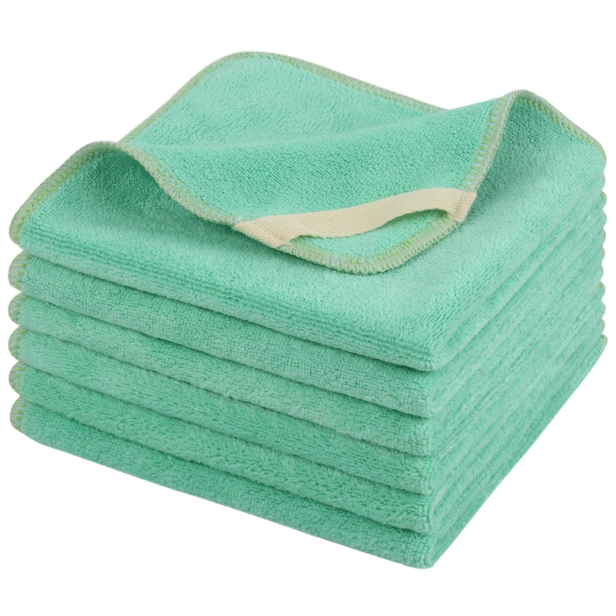 SINLAND Microfiber Facial Cloths 12x12 green pack front view