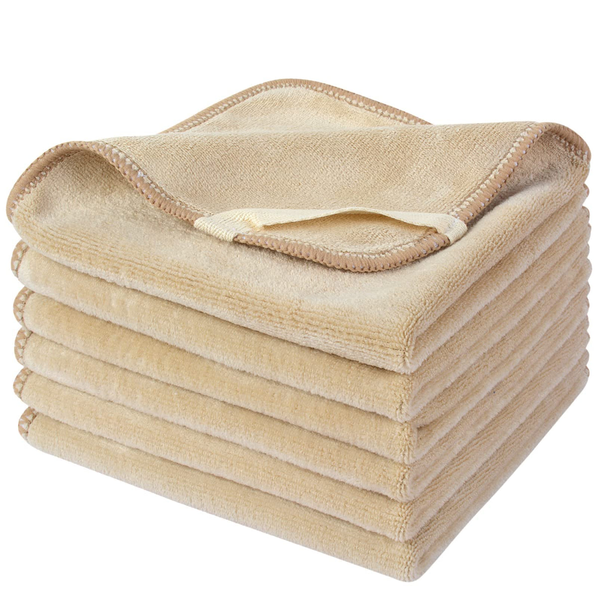 SINLAND Microfiber Facial Cloths 12x12 inch cream colour front view