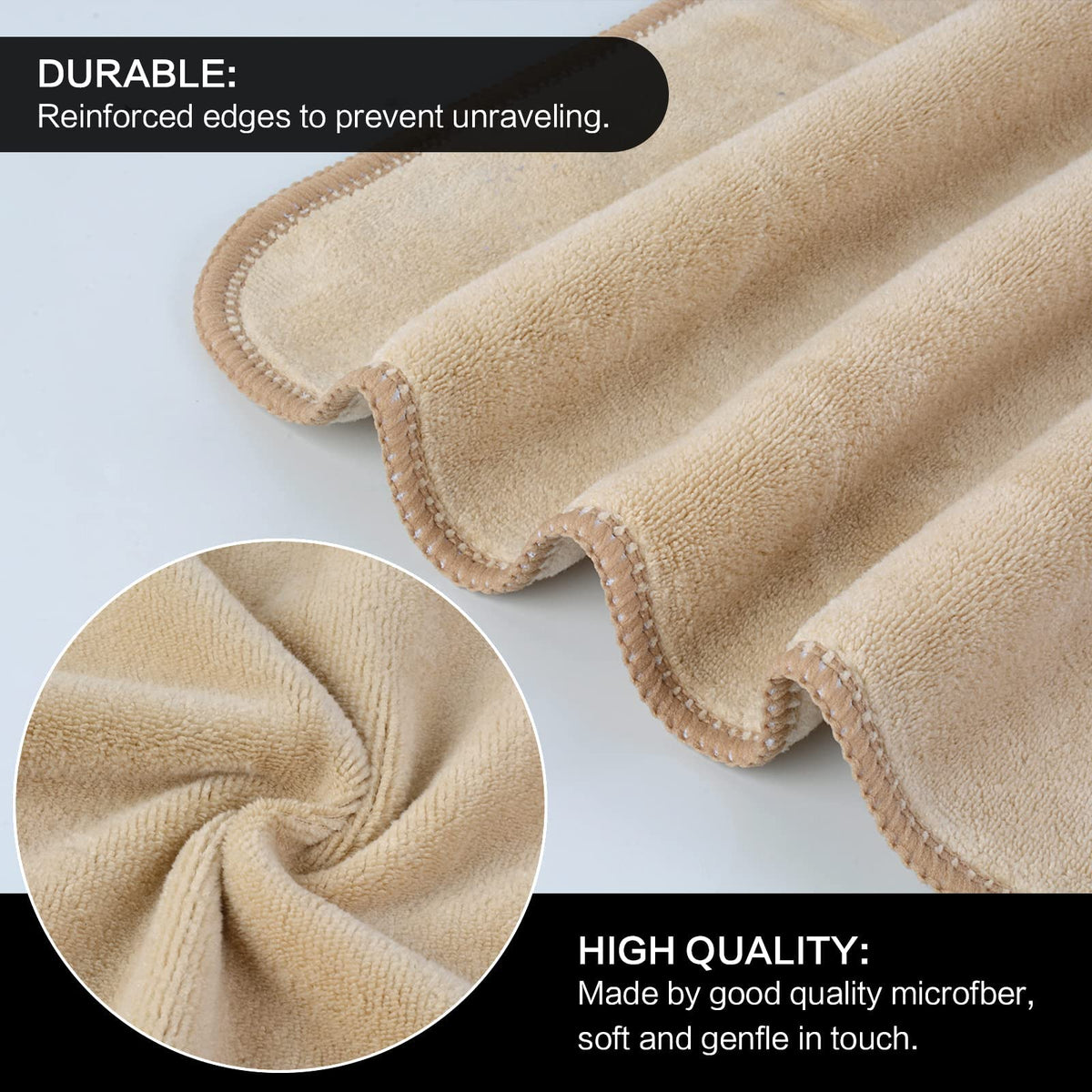 SINLAND Microfiber Facial Cloths 12x12 inch cream colour stacked