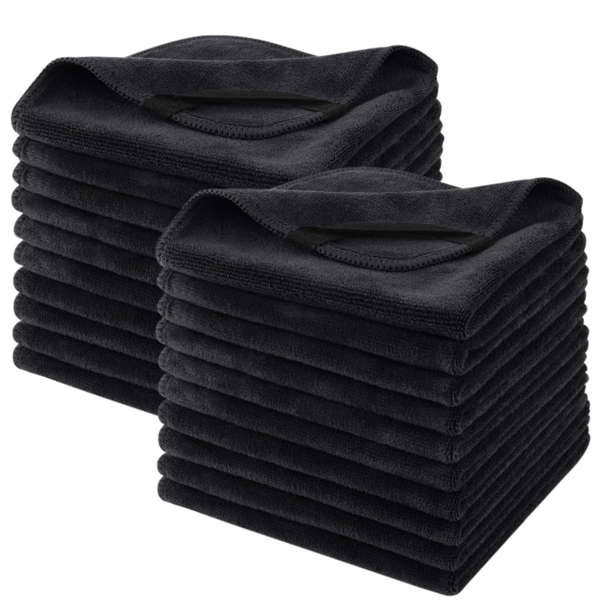 SINLAND Microfiber Facial Cloths 20 pack in black, front view