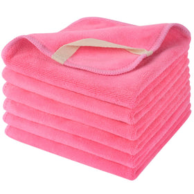 SINLAND Microfiber Facial Cloths dark pink front view
