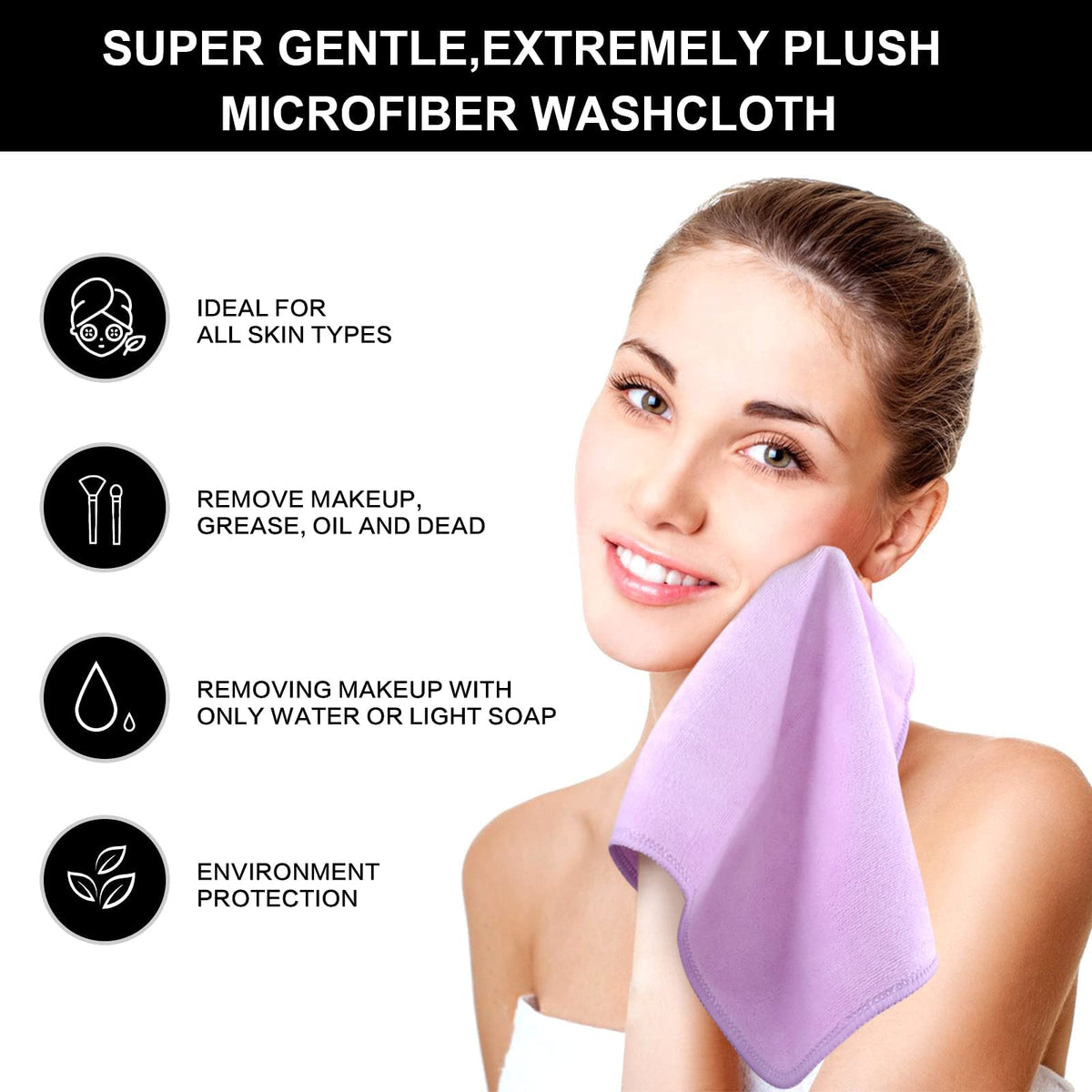 SINLAND Microfiber Facial Cloths displayed on a bathroom counter