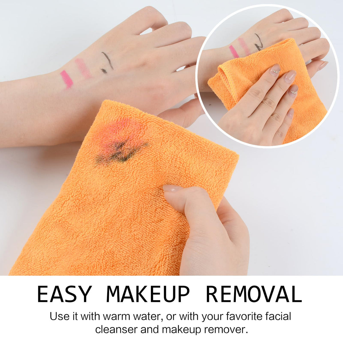 SINLAND Microfiber Facial Cloths displayed with light soap and water
