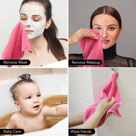 SINLAND Microfiber Facial Cloths displayed with skincare products