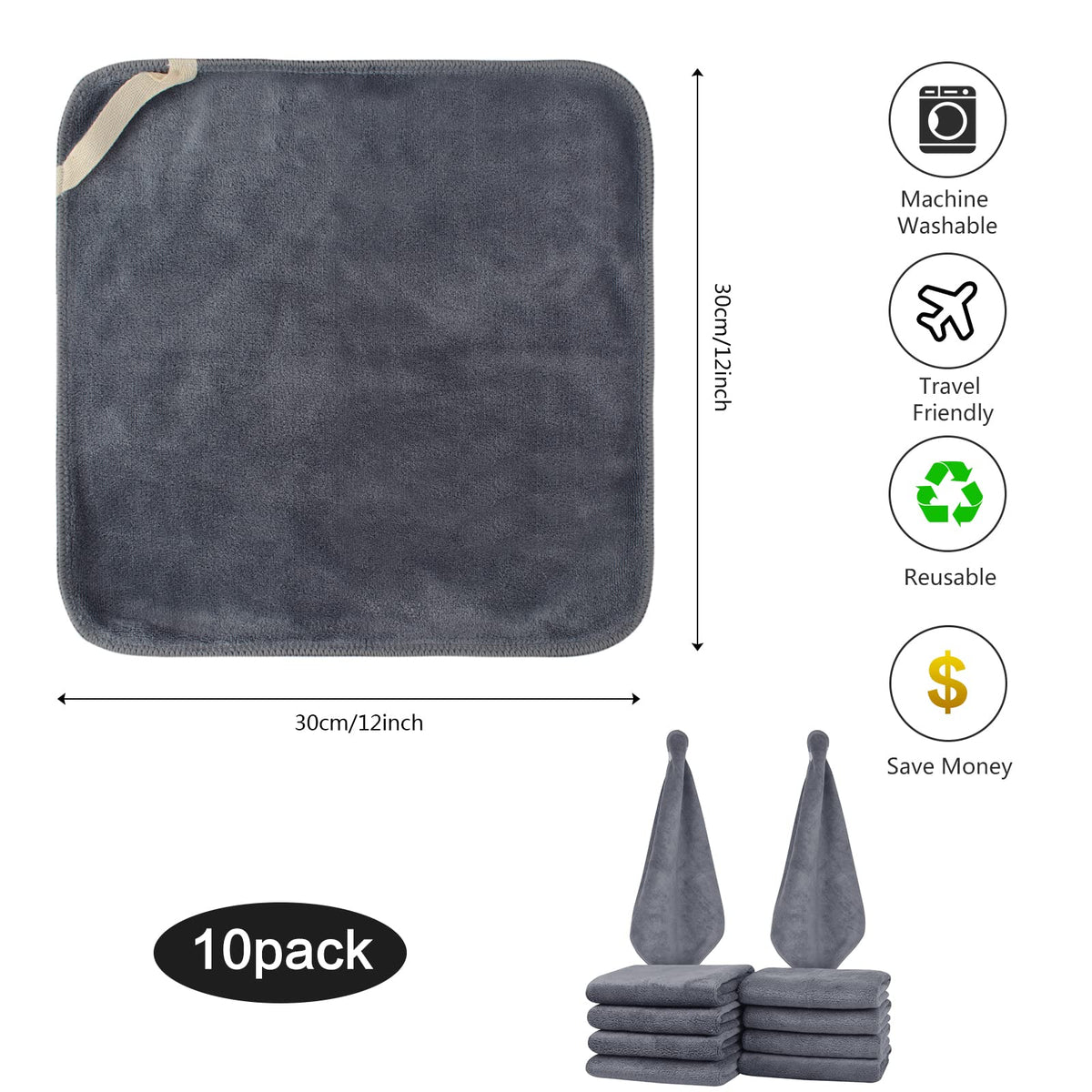 SINLAND Microfiber Facial Cloths displaying fast drying feature