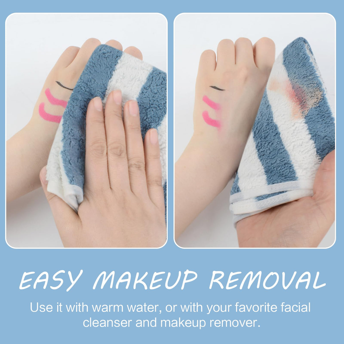 SINLAND Microfiber Facial Cloths drying on a towel rack