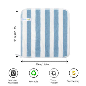 SINLAND Microfiber Facial Cloths folded, showing size 12x12 inches