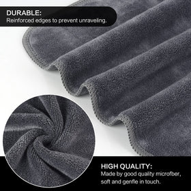 SINLAND Microfiber Facial Cloths grey 12x12 inch close-up